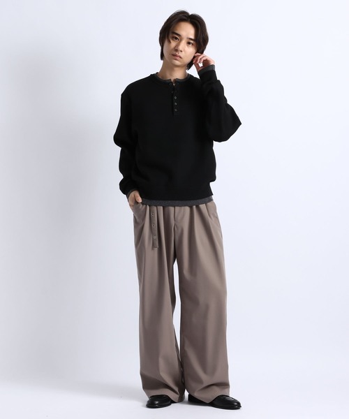 RAGEBLUE（レイジブルー）の「HENLEY NECK LAYERED KNIT/ヘンリーネックレイヤードニット（ニット/セーター・メンズ・ブラウン/ブラック/グレー・LARGE/MEDIUM）」の14枚目の写真