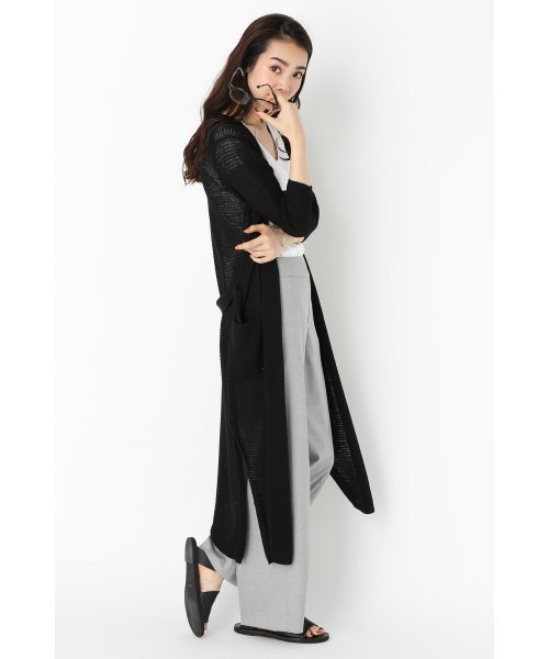 Noble（ノーブル）の「ギマコットン ドチガイテンジク ロングカーデ◆（カーディガン/ボレロ・レディース・ベージュ/ブラック・FREE）」の3枚目の写真