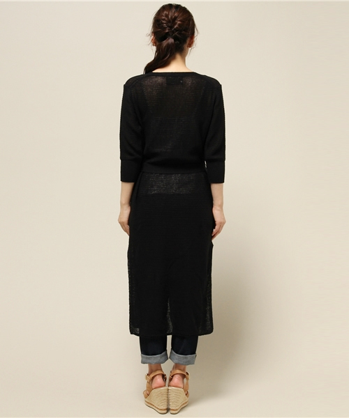 Noble（ノーブル）の「ギマコットン ドチガイテンジク ロングカーデ◆（カーディガン/ボレロ・レディース・ベージュ/ブラック・FREE）」の14枚目の写真