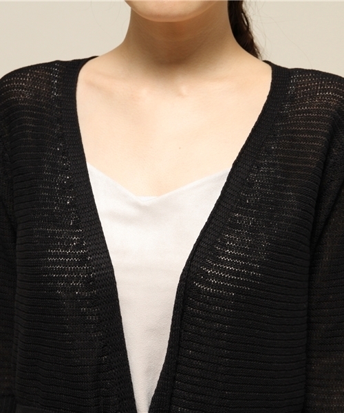 Noble（ノーブル）の「ギマコットン ドチガイテンジク ロングカーデ◆（カーディガン/ボレロ・レディース・ベージュ/ブラック・FREE）」の15枚目の写真