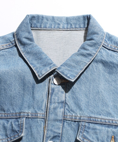 WEGO（ウィゴー）の「WEGO/BIGデニムジャケット（デニムジャケット・メンズ・ブラック/インディゴブルー/ダークインディゴブルー/ピンク・MEDIUM/LARGE）」の10枚目の写真