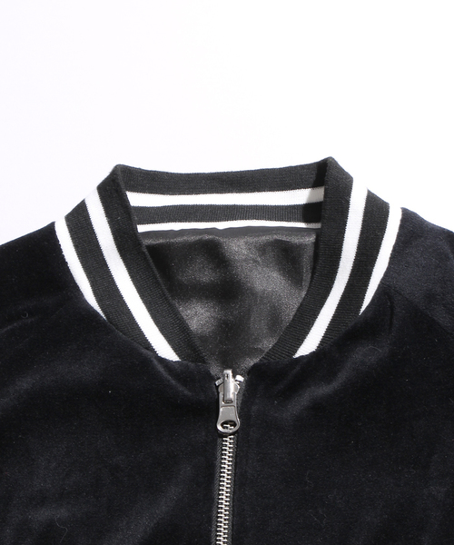 WEGO（ウィゴー）の「WEGO/ベロアリバーシブルスカジャン（スカジャン・レディース・ネイビー/ブラック/ワイン・FREE）」の6枚目の写真