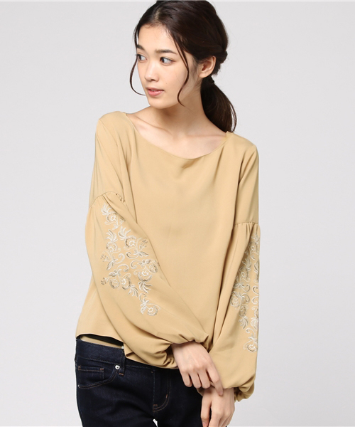 mysty woman（ミスティウーマン）の「バルーン袖刺繍ブラウス（シャツ/ブラウス・レディース・アイボリー/ブラック/ベージュ・FREE）」の10枚目の写真