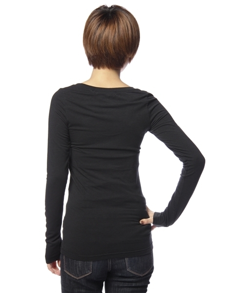 UNDER BAR moussy(アンダーバーマウジー)の「レーヨンBASICU NC L/S(Tシャツ/カットソー・レディース・トップグレー/ブラック/ベージュ/ホワイト/ネイビー・3/1/2)」の7枚目の写真