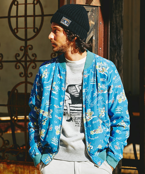 HYSTERIC GLAMOUR（ヒステリックグラマー）の「ISLAND FEVER総柄 スカジャン（スカジャン・メンズ・ホワイト系その他/ブルー系その他/ブラック系その他・SMALL/MEDIUM/LARGE）」の3枚目の写真
