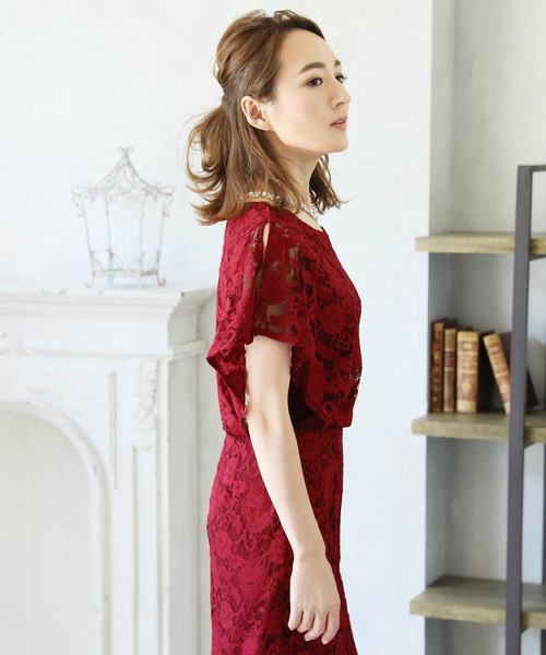 最高品質の ドレス Darial ダリアル のファッション ワンピース ドレス 大桑マイミさん着用 フレアスリーブハイウエストワンピースドレス 結婚式 お呼ばれ オケージョン フォーマル対応ワンピースドレス ドレス