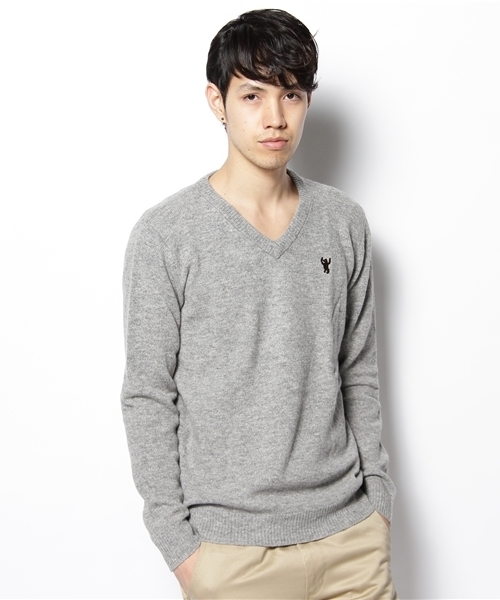 coen（コーエン）の「ラムウールVネックプルオーバー（ニット/セーター・メンズ・ピンク/レッド/ブラウン/ブラック/グレー/ターコイズブルー・LARGE/X-LARGE/SMALL/MEDIUM）」の3枚目の写真