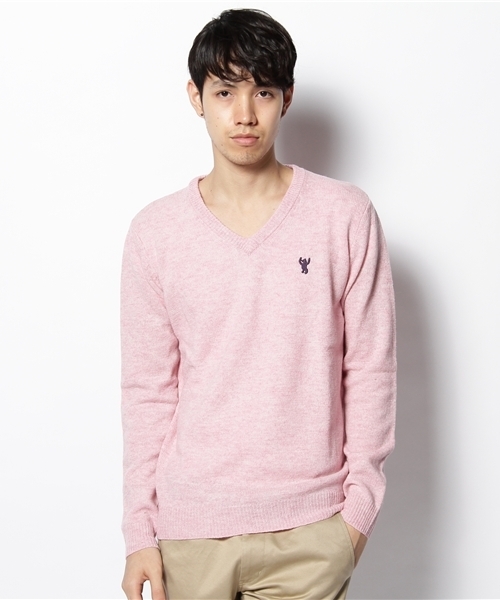 coen（コーエン）の「ラムウールVネックプルオーバー（ニット/セーター・メンズ・ピンク/レッド/ブラウン/ブラック/グレー/ターコイズブルー・LARGE/X-LARGE/SMALL/MEDIUM）」の6枚目の写真