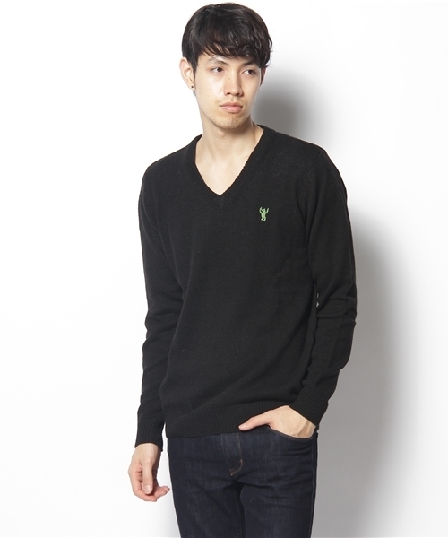 coen（コーエン）の「ラムウールVネックプルオーバー（ニット/セーター・メンズ・ピンク/レッド/ブラウン/ブラック/グレー/ターコイズブルー・LARGE/X-LARGE/SMALL/MEDIUM）」の2枚目の写真