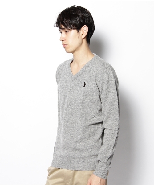 coen（コーエン）の「ラムウールVネックプルオーバー（ニット/セーター・メンズ・ピンク/レッド/ブラウン/ブラック/グレー/ターコイズブルー・LARGE/X-LARGE/SMALL/MEDIUM）」の7枚目の写真