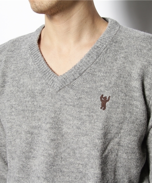 coen（コーエン）の「ラムウールVネックプルオーバー（ニット/セーター・メンズ・ピンク/レッド/ブラウン/ブラック/グレー/ターコイズブルー・LARGE/X-LARGE/SMALL/MEDIUM）」の9枚目の写真