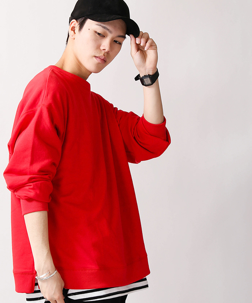 WEGO（ウィゴー）の「WEGO/サイドスリットビッグシルエットプルオーバー（スウェット・メンズ・ホワイト/ブラック/ベージュ/ネイビー/レッド/ブルー/グリーン・SMALL/MEDIUM/LARGE）」の7枚目の写真