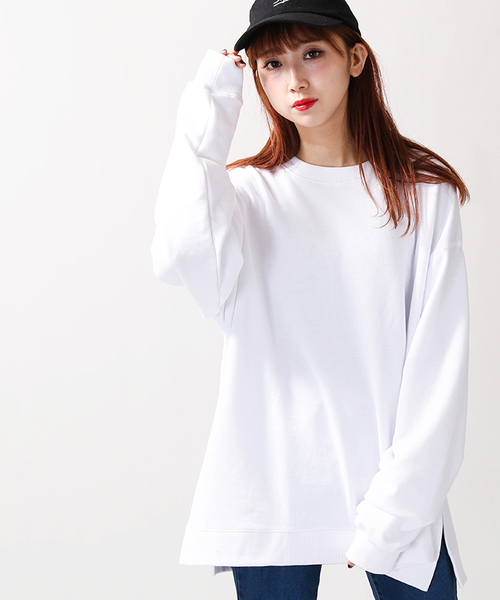 WEGO（ウィゴー）の「WEGO/サイドスリットビッグシルエットプルオーバー（スウェット・メンズ・ホワイト/ブラック/ベージュ/ネイビー/レッド/ブルー/グリーン・SMALL/MEDIUM/LARGE）」の2枚目の写真