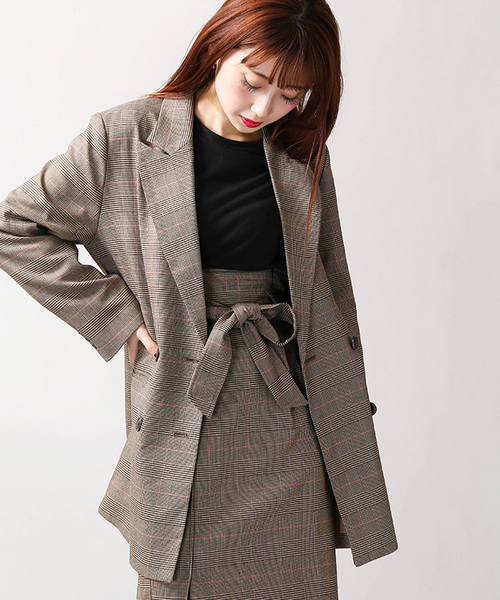 WEGO(ウィゴー)の「WEGO/レトロチェックオーバージャケット(テーラードジャケット・レディース・ブラウン系その他3/ブラウン系その他2/レッド系その他2/グレー系その他2・FREE)」の3枚目の写真