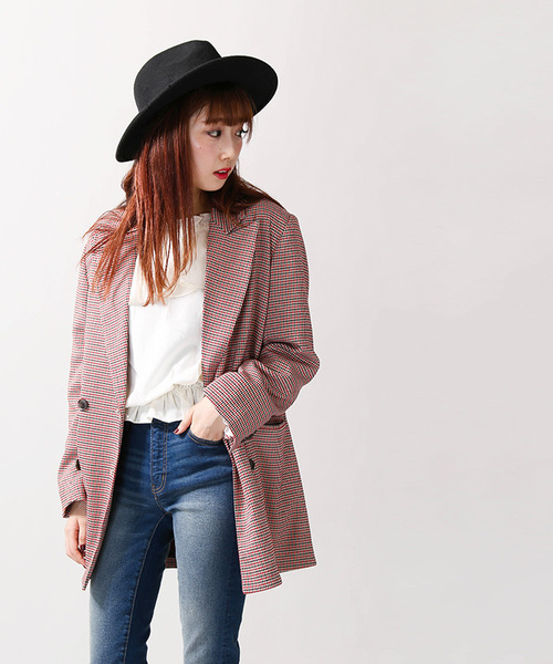 WEGO(ウィゴー)の「WEGO/レトロチェックオーバージャケット(テーラードジャケット・レディース・ブラウン系その他3/ブラウン系その他2/レッド系その他2/グレー系その他2・FREE)」の17枚目の写真