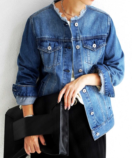 antiqua（アンティカ）の「美デニムジャケット（デニムジャケット・レディース・ブルー・SM/ML）」の2枚目の写真