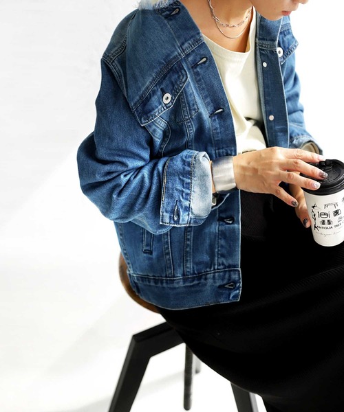 antiqua（アンティカ）の「美デニムジャケット（デニムジャケット・レディース・ブルー・SM/ML）」の4枚目の写真