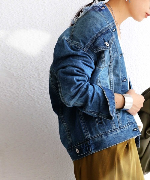 antiqua（アンティカ）の「美デニムジャケット（デニムジャケット・レディース・ブルー・SM/ML）」の8枚目の写真