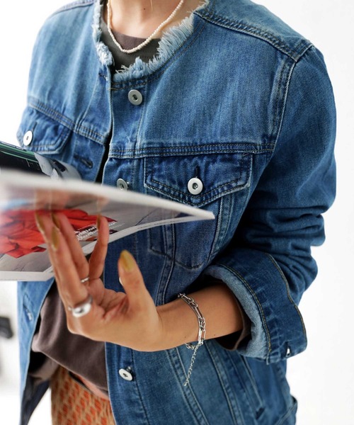 antiqua（アンティカ）の「美デニムジャケット（デニムジャケット・レディース・ブルー・SM/ML）」の10枚目の写真