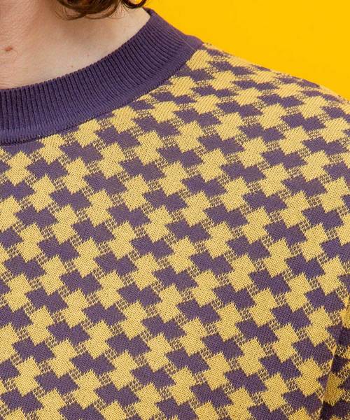 UNITED TOKYO（ユナイテッドトウキョウ）の「小紋柄ショートスリーブニット（ニット/セーター・メンズ・ベージュ/ネイビー/パープル・1/2/3）」の8枚目の写真