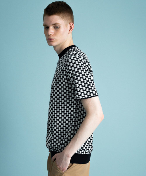 UNITED TOKYO（ユナイテッドトウキョウ）の「小紋柄ショートスリーブニット（ニット/セーター・メンズ・ベージュ/ネイビー/パープル・1/2/3）」の14枚目の写真