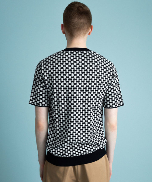 UNITED TOKYO（ユナイテッドトウキョウ）の「小紋柄ショートスリーブニット（ニット/セーター・メンズ・ベージュ/ネイビー/パープル・1/2/3）」の13枚目の写真