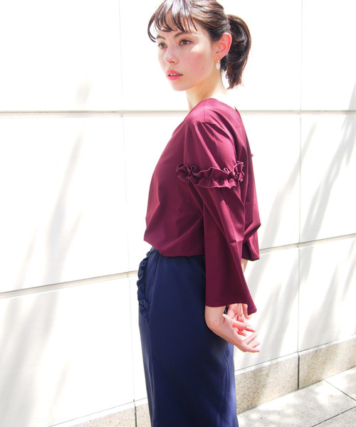 PICCIN（ピッチン）の「前後2wayパールボタンブラウス（シャツ/ブラウス・レディース・ベージュ/ネイビー/ワイン・MEDIUM）」の12枚目の写真
