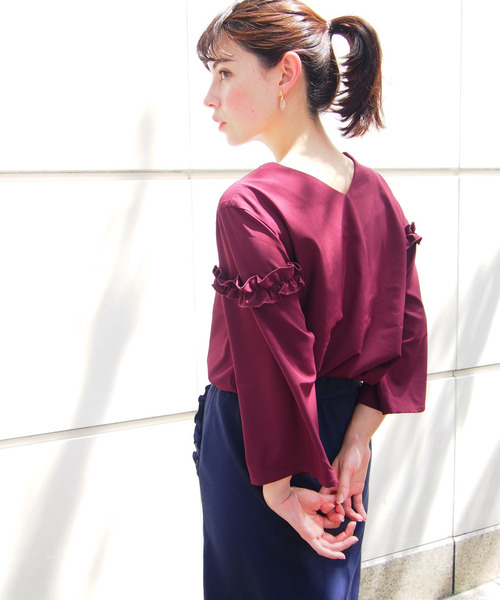 PICCIN（ピッチン）の「前後2wayパールボタンブラウス（シャツ/ブラウス・レディース・ベージュ/ネイビー/ワイン・MEDIUM）」の13枚目の写真