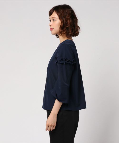 PICCIN（ピッチン）の「前後2wayパールボタンブラウス（シャツ/ブラウス・レディース・ベージュ/ネイビー/ワイン・MEDIUM）」の4枚目の写真