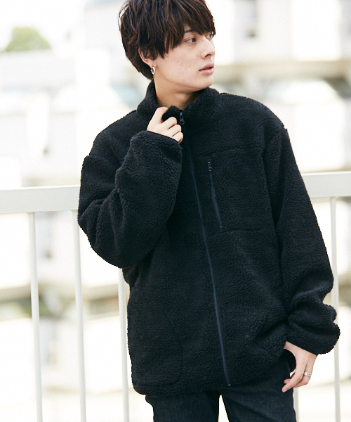 kutir（クティール）の「boa big blouson / ボアビッグブルゾン　ボアジャケット（ブルゾン・メンズ・ブラック/ベージュ/アイボリー・SMALL/MEDIUM/LARGE）」の3枚目の写真