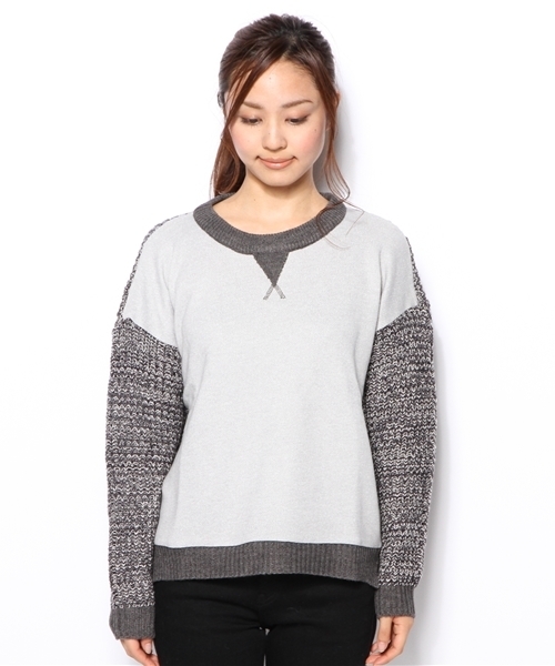 B:MING by BEAMS（ビーミングバイビームス）の「ビーミング by ビームス / 裏毛コンビプルオーバー（ニット/セーター・レディース・グレー/ブラック・ONE SIZE）」の3枚目の写真