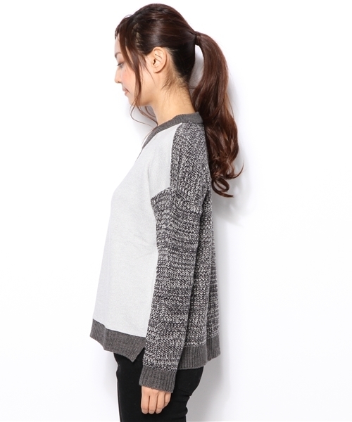 B:MING by BEAMS（ビーミングバイビームス）の「ビーミング by ビームス / 裏毛コンビプルオーバー（ニット/セーター・レディース・グレー/ブラック・ONE SIZE）」の4枚目の写真