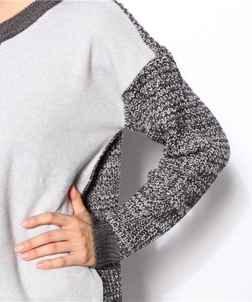 B:MING by BEAMS（ビーミングバイビームス）の「ビーミング by ビームス / 裏毛コンビプルオーバー（ニット/セーター・レディース・グレー/ブラック・ONE SIZE）」の7枚目の写真