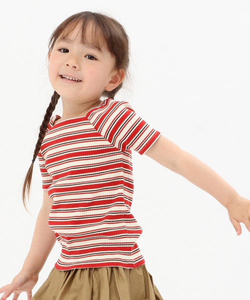 GLOBAL WORK（グローバルワーク）の「【キッズ】スクエアネックリブＴ半袖/830109（Tシャツ/カットソー・キッズ・ホワイト/ブラック/レッド/その他1/ブラウン・SMALL/MEDIUM/LARGE/X-LARGE/XX-LARGE）」の4枚目の写真