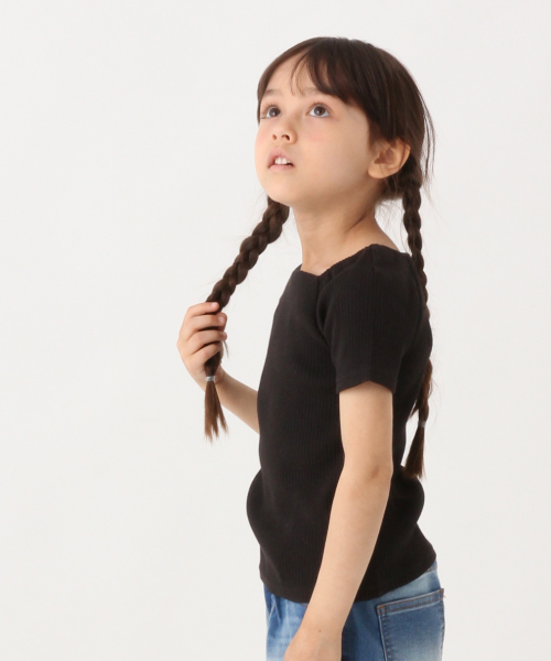 GLOBAL WORK（グローバルワーク）の「【キッズ】スクエアネックリブＴ半袖/830109（Tシャツ/カットソー・キッズ・ホワイト/ブラック/レッド/その他1/ブラウン・SMALL/MEDIUM/LARGE/X-LARGE/XX-LARGE）」の2枚目の写真