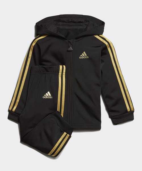 adidas�i�A�f�B�_�X�j�́u�V���C�j�[ �t�[�f�b�h �W���K�[ �㉺�Z�b�g [Shiny Hooded Jogger Set] �A�f�B�_�X�i�L�b�Y/�q���p�j�i�p�[�J�[�j�v�b�u���b�N×�S�[���h