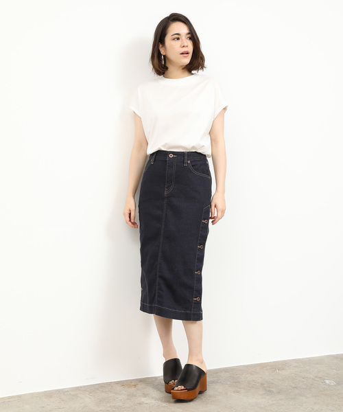 SALON adam et rope'（サロン アダム エ ロペ）の「【g.】stretch skirt（デニムスカート・レディース・ネイビー・S/M）」の2枚目の写真