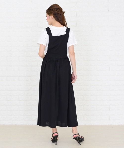 Lace Ladies(レースレディース)の「ふんわりサロペットワンピース・オールインワン(ジャンパースカート・レディース・ブラック/ネイビー/グレー・S/M/L/XL)」の6枚目の写真