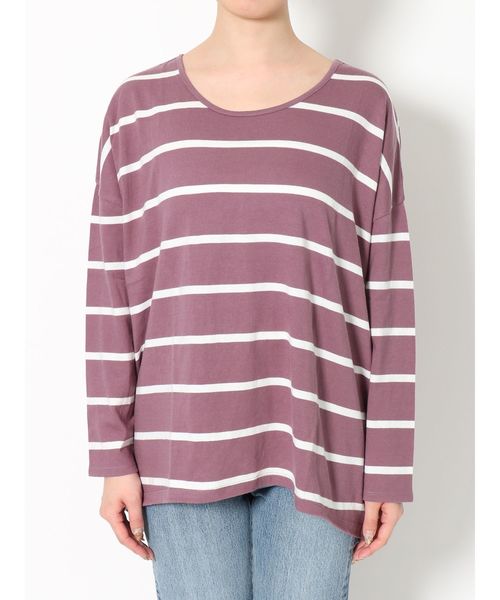 Ungrid（アングリッド）の「カラーボーダーロングスリーブTee（Tシャツ/カットソー・レディース・ベージュ/ライトグレー/オフホワイト/パープル・FREE）」の16枚目の写真