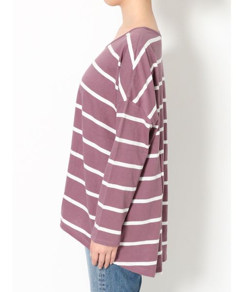 Ungrid（アングリッド）の「カラーボーダーロングスリーブTee（Tシャツ/カットソー・レディース・ベージュ/ライトグレー/オフホワイト/パープル・FREE）」の5枚目の写真