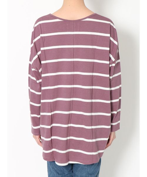 Ungrid（アングリッド）の「カラーボーダーロングスリーブTee（Tシャツ/カットソー・レディース・ベージュ/ライトグレー/オフホワイト/パープル・FREE）」の8枚目の写真