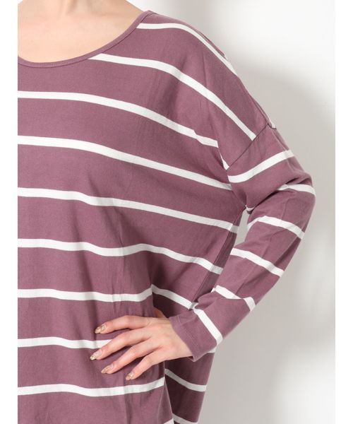 Ungrid（アングリッド）の「カラーボーダーロングスリーブTee（Tシャツ/カットソー・レディース・ベージュ/ライトグレー/オフホワイト/パープル・FREE）」の6枚目の写真