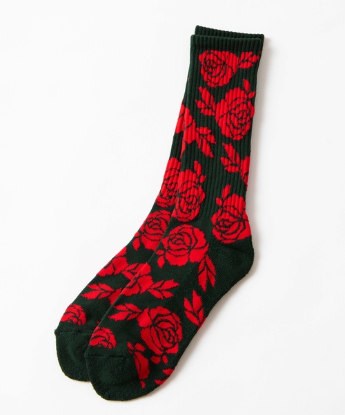 WEGO（ウィゴー）の「WEGO/バラパターンソックス（ソックス/靴下・メンズ・パープル/ホワイト/ブラック/ブラック系その他/グリーン・FREE）」の10枚目の写真