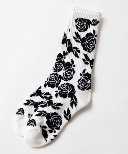 WEGO（ウィゴー）の「WEGO/バラパターンソックス（ソックス/靴下・メンズ・パープル/ホワイト/ブラック/ブラック系その他/グリーン・FREE）」の14枚目の写真