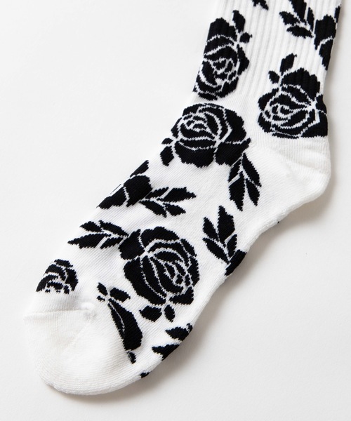 WEGO（ウィゴー）の「WEGO/バラパターンソックス（ソックス/靴下・メンズ・パープル/ホワイト/ブラック/ブラック系その他/グリーン・FREE）」の8枚目の写真