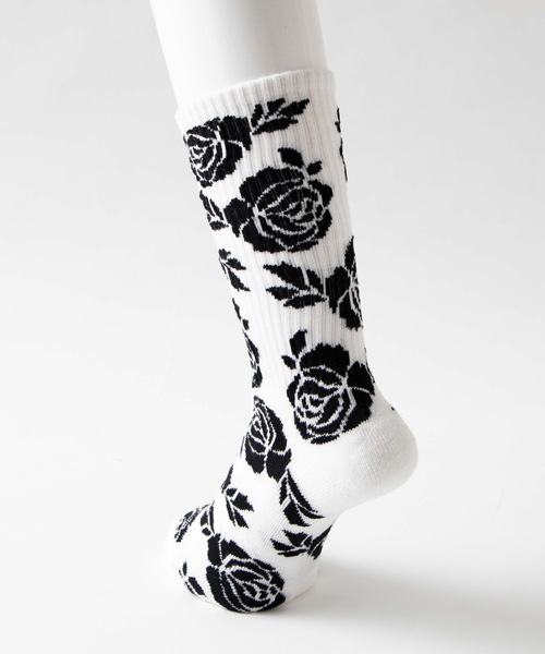 WEGO（ウィゴー）の「WEGO/バラパターンソックス（ソックス/靴下・メンズ・パープル/ホワイト/ブラック/ブラック系その他/グリーン・FREE）」の13枚目の写真