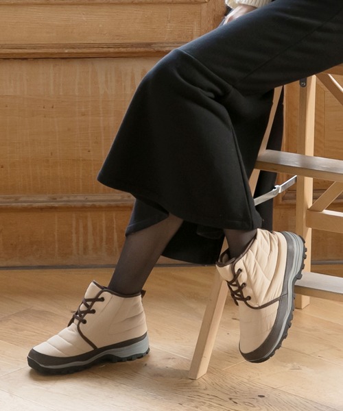 KOBE LETTUCE（コウベレタス）の「内側ボア撥水加工レースアップレインスノーブーツ（レインシューズ・レディース・ブラック/ベージュ/カーキ・LL/S/M/L）」の3枚目の写真