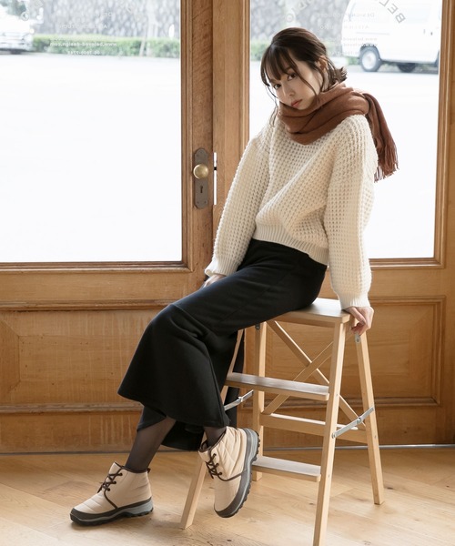 KOBE LETTUCE（コウベレタス）の「内側ボア撥水加工レースアップレインスノーブーツ（レインシューズ・レディース・ブラック/ベージュ/カーキ・LL/S/M/L）」の14枚目の写真