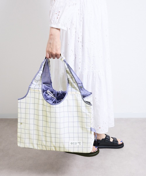 nicott（ニコット）の「コンパクトショッピングBAG　保温保冷レジカゴバッグ（エコバッグ/サブバッグ・レディース・ブラック/カーキ/イエロー/レッド/イエロー系その他/ブラック系その他2/ブルー/ネイビー/レッド系その他/ブラック系その他/ブルー系その他/ブラック系その他3/カーキオリーブ/グレー/チャコールグレー/ダークネイビー/ストライプ/チェック・FREE）」の18枚目の写真