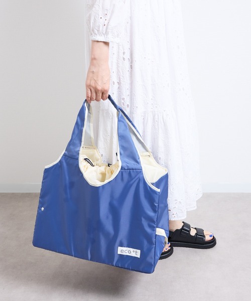 nicott（ニコット）の「コンパクトショッピングBAG　保温保冷レジカゴバッグ（エコバッグ/サブバッグ・レディース・ブラック/カーキ/イエロー/レッド/イエロー系その他/ブラック系その他2/ブルー/ネイビー/レッド系その他/ブラック系その他/ブルー系その他/ブラック系その他3/カーキオリーブ/グレー/チャコールグレー/ダークネイビー/ストライプ/チェック・FREE）」の12枚目の写真